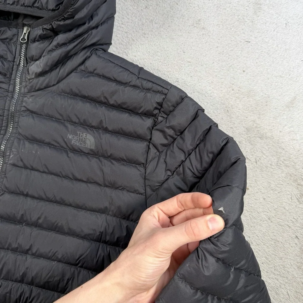 The North Face Jacket Mens 2XL Black Down Puffer 700 Stretch Hooded Full Zip